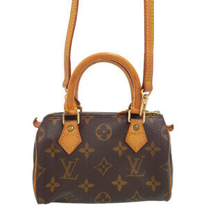 Louis Vuitton Monogram 2way Leather Speedy Bag Brown